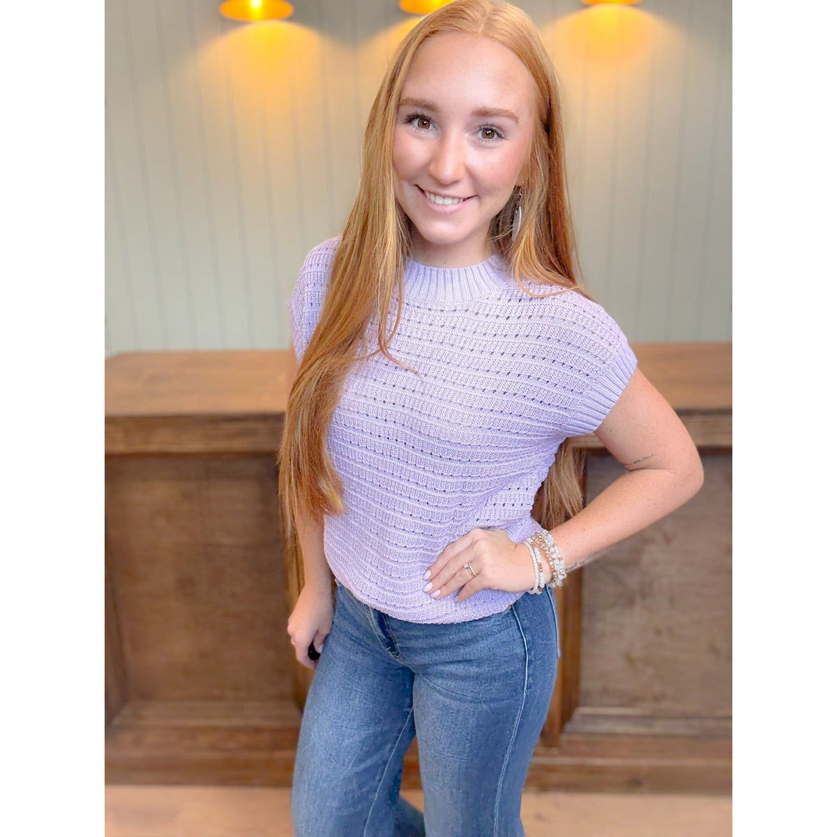 Lilac Bloom Short Sleeve Sweater