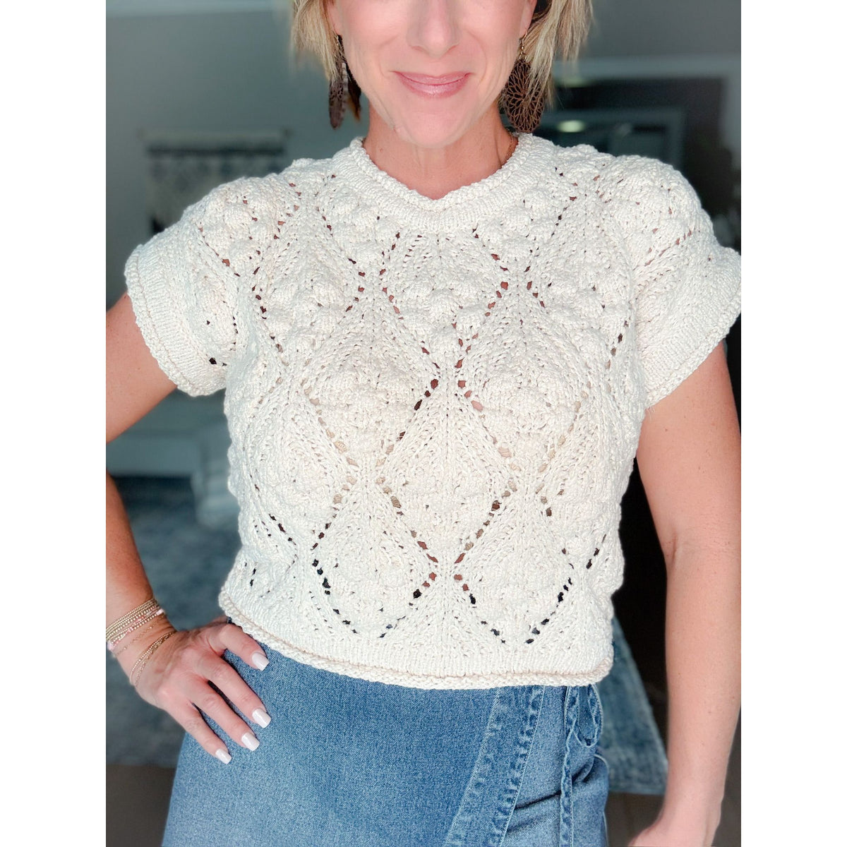 women's boutique sweater cream detail