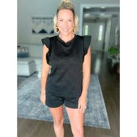 Penelope Ruffle Sleeve Set Black