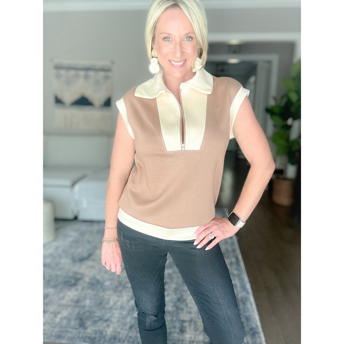 Dakota Two Tone Quarter Zip Sweater Vest