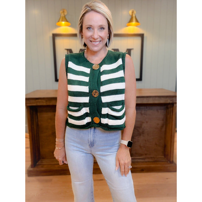 women's boutique knit vest buttons front
