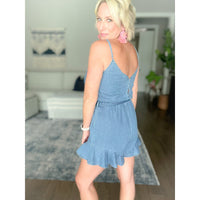 Caroline Belted Chambray Romper