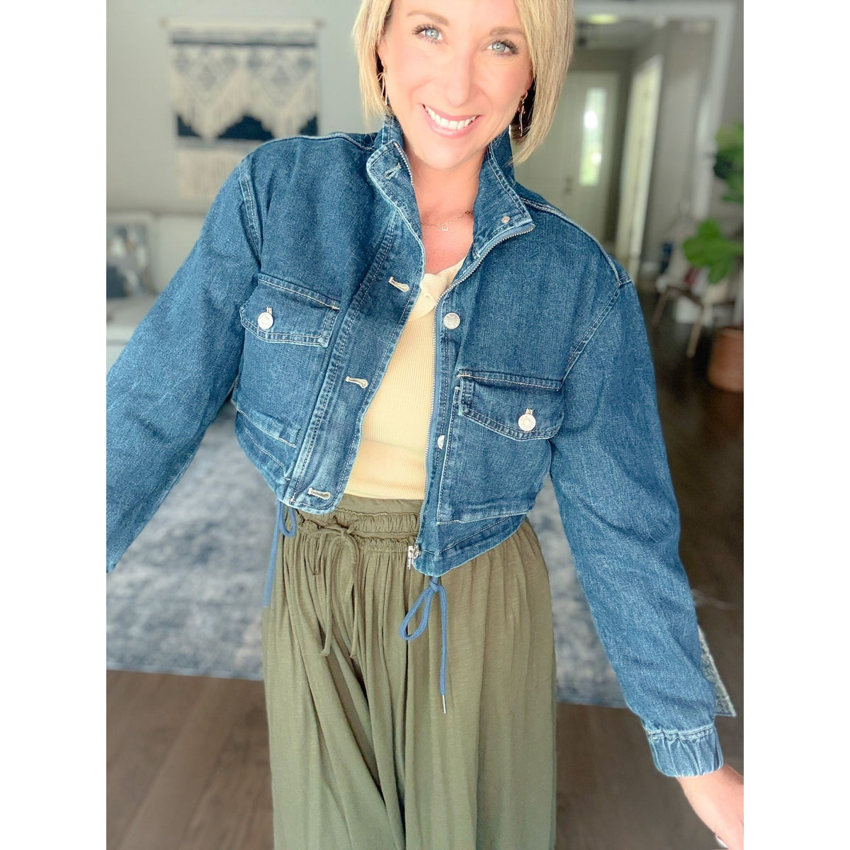 women's boutique denim cropped jacket 