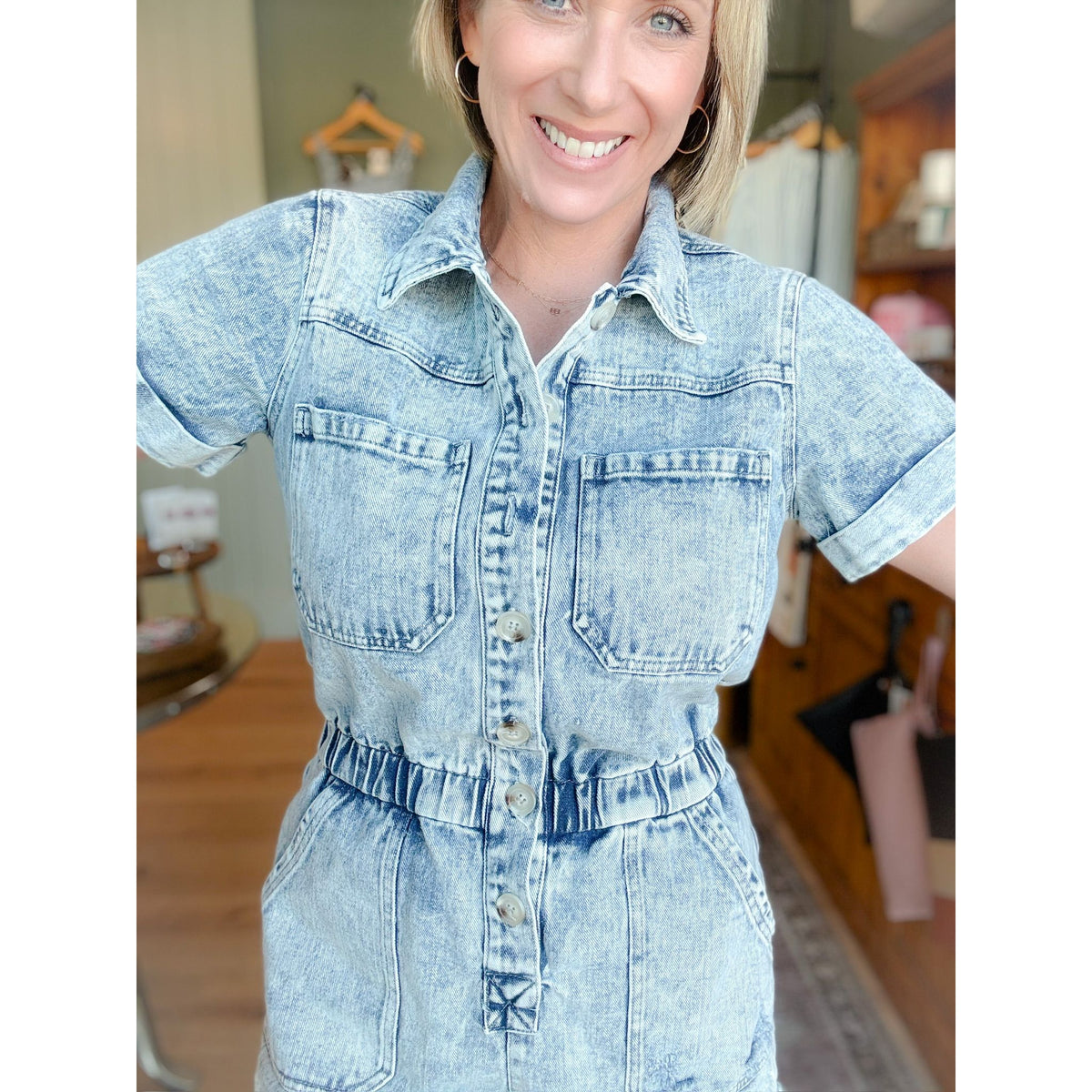 Jackie Washed Denim Romper
