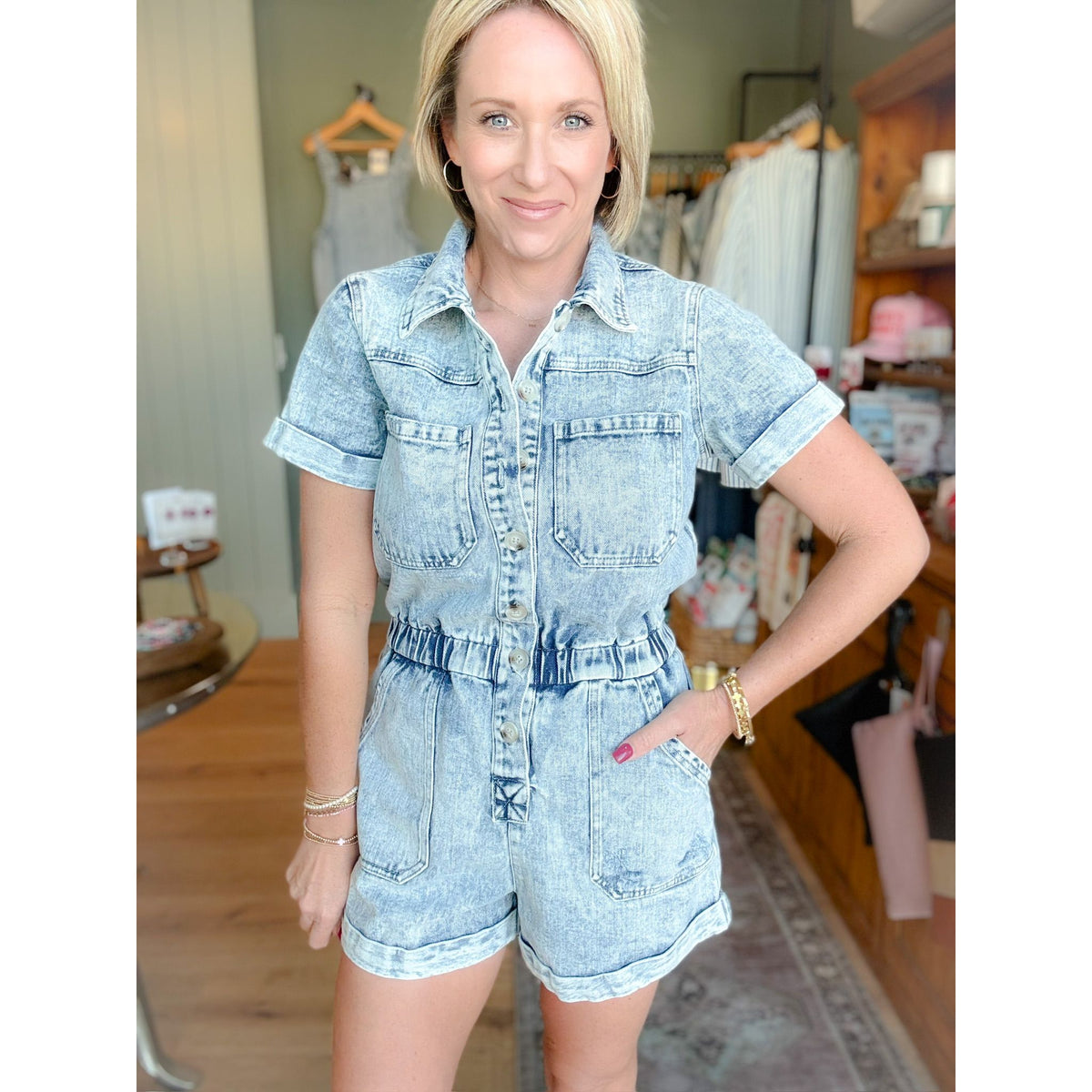 Jackie Washed Denim Romper