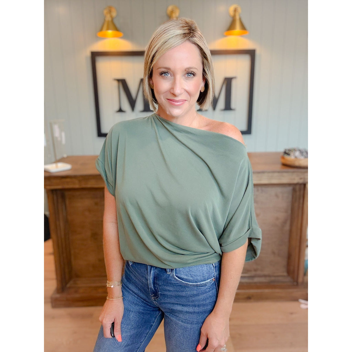 Sage Elise Boatneck Top