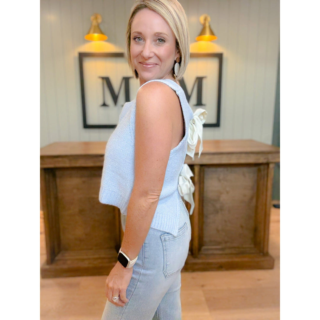 women's boutique tie back tank side