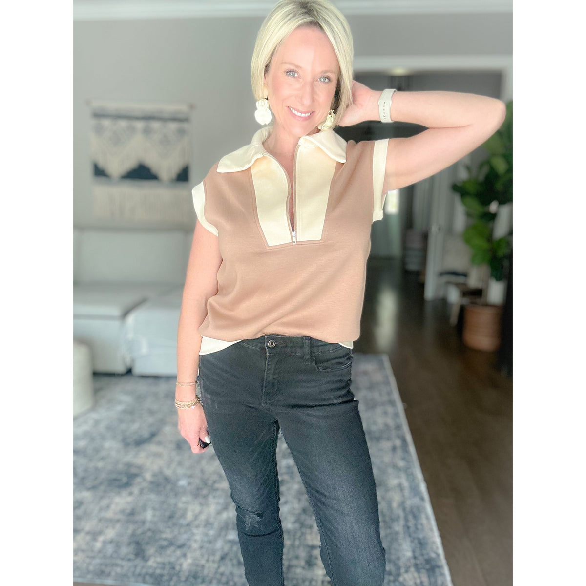 Dakota Two Tone Quarter Zip Sweater Vest