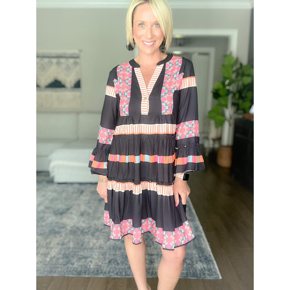 Reese Button Ruffle Dress
