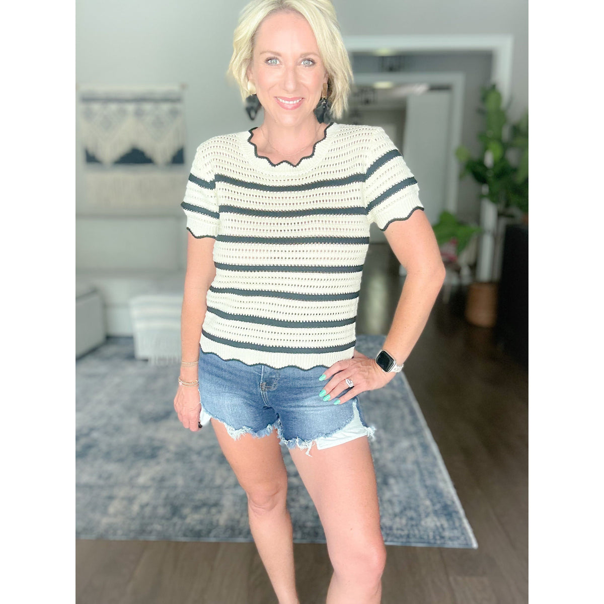 Leah Scalloped Edge Sweater