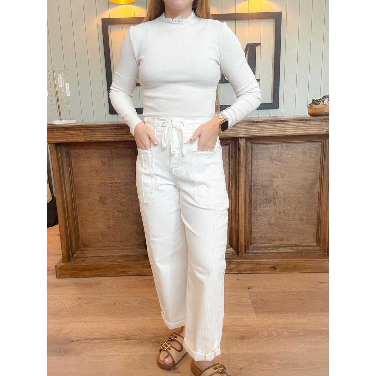 Risen Crop Barrel Pants