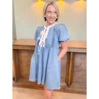 Wildflower Wishes Mini Denim Dress