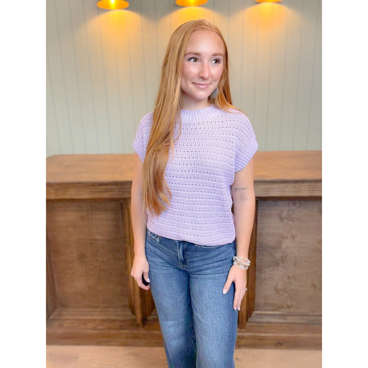 Lilac Bloom Short Sleeve Sweater