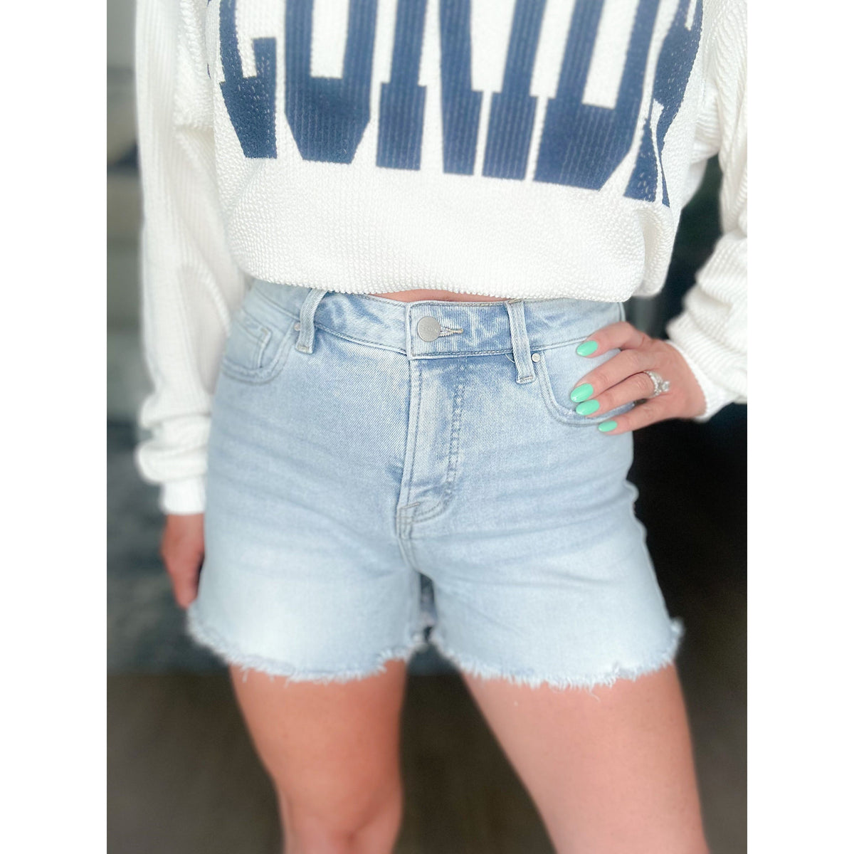 Risen Light Wash Cutoff Shorts