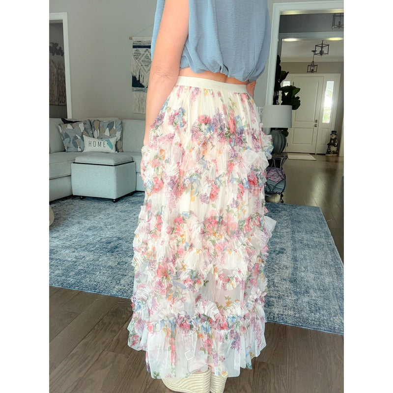 Blossom Ruffle Midi Skirt