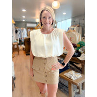 Button Me Up Cord Skirt