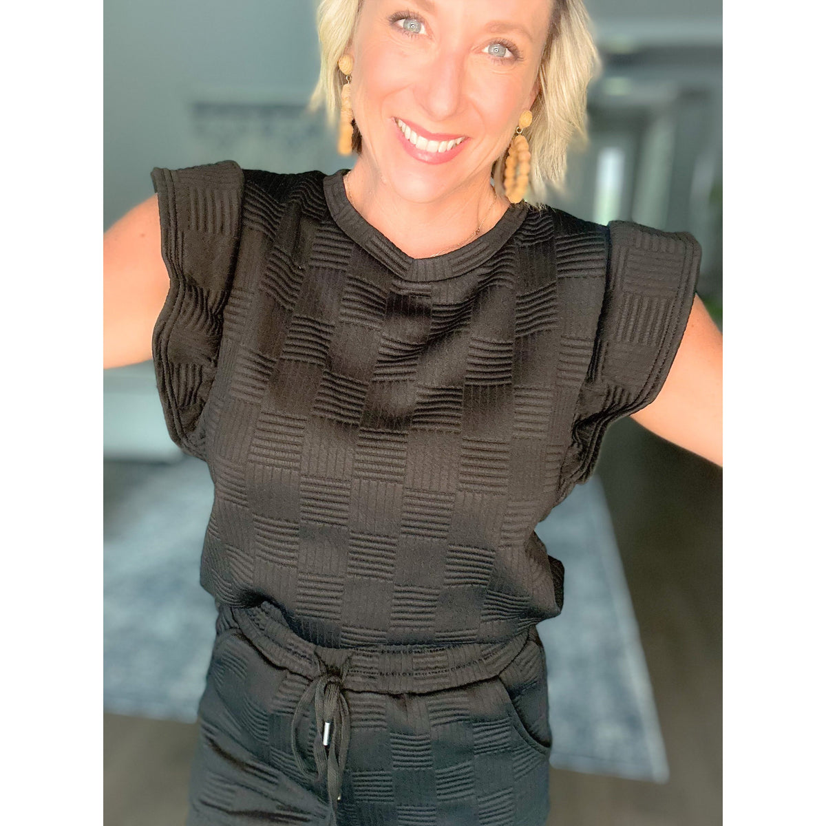 Penelope Ruffle Sleeve Set Black