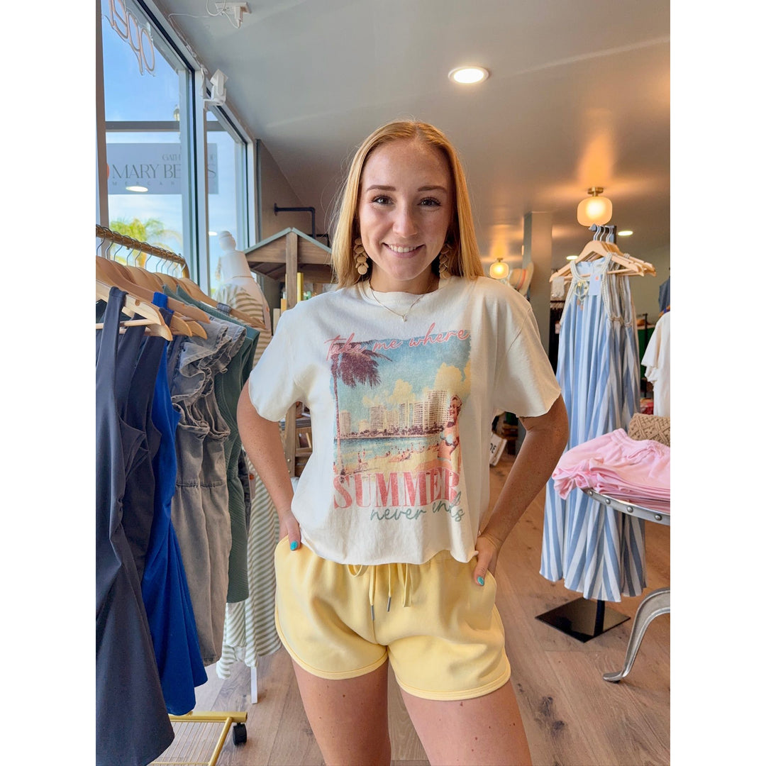 Summer Never Ends Graphic Crop Tee