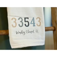 Coastal Cottage Zip Code Tea Towel
