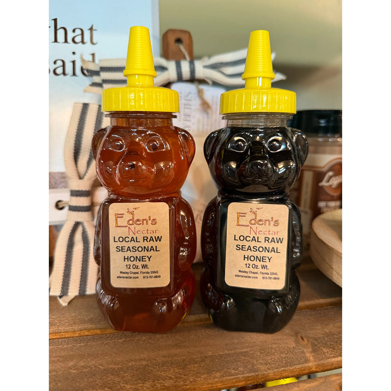 Eden's Nectar Local Raw Honey- 12oz Bear