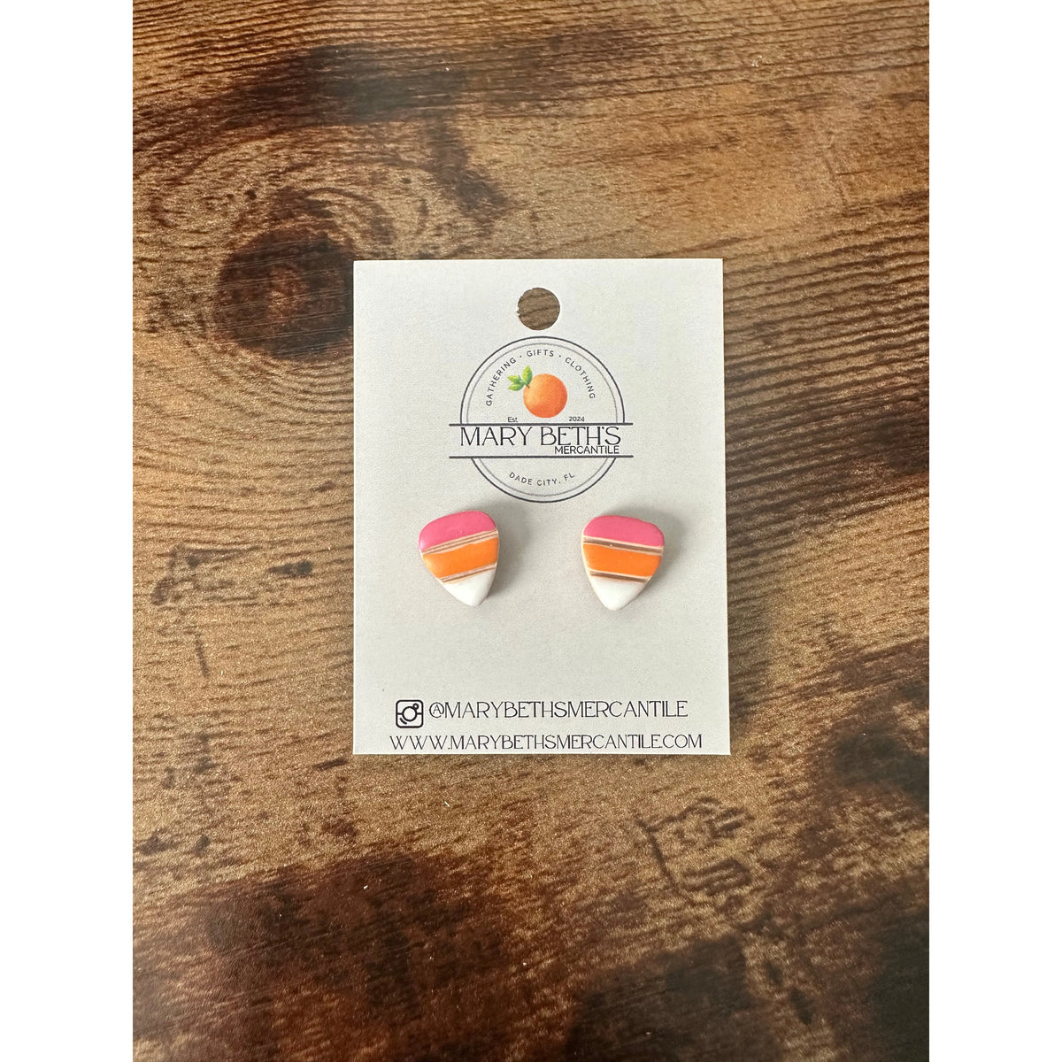 Halloween pink candy corn boutique earrings
