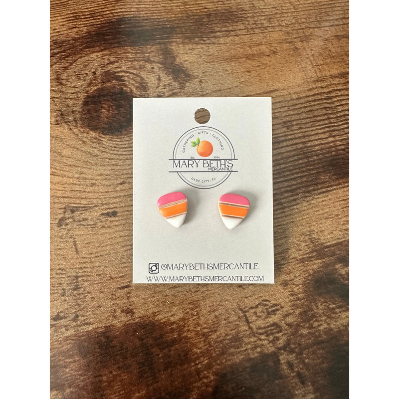 Halloween pink candy corn boutique earrings