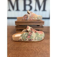 Tapestry Studded Buckle Clog