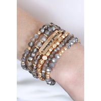 Amazing Grace Charm Mixed Beads Bracelet Set