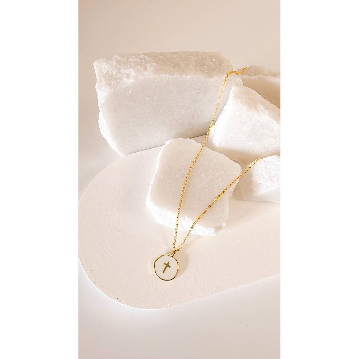 The Lennon dainty cross charm necklace 18k gold plated