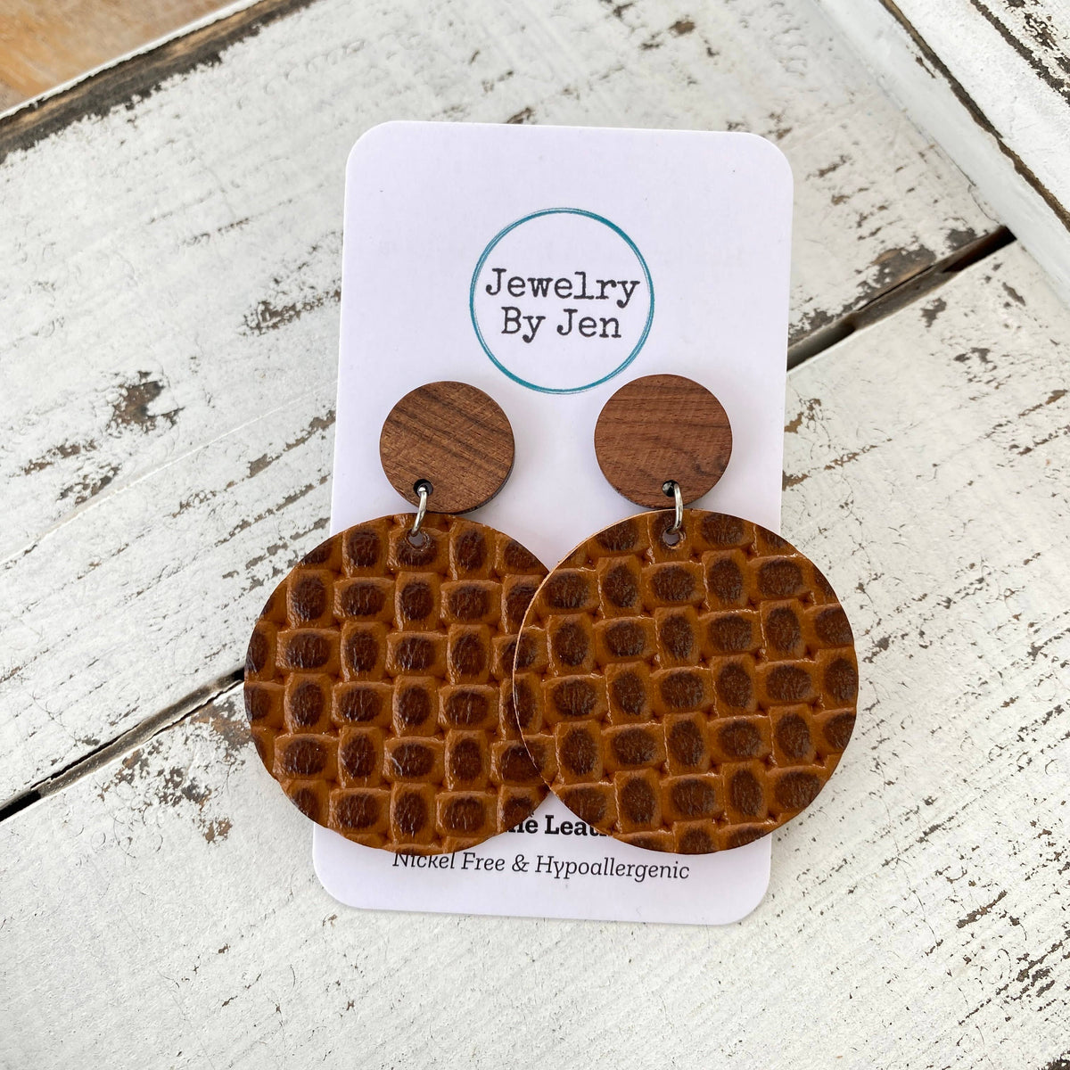 Harvest Chestnut Wood Stud Earrings