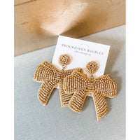 Gold Bow Beaded Earrings