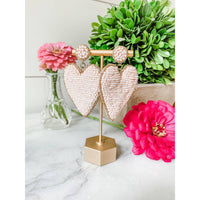 Pretty In Pink Beaded Heart Earrings