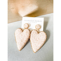 Pretty In Pink Beaded Heart Earrings