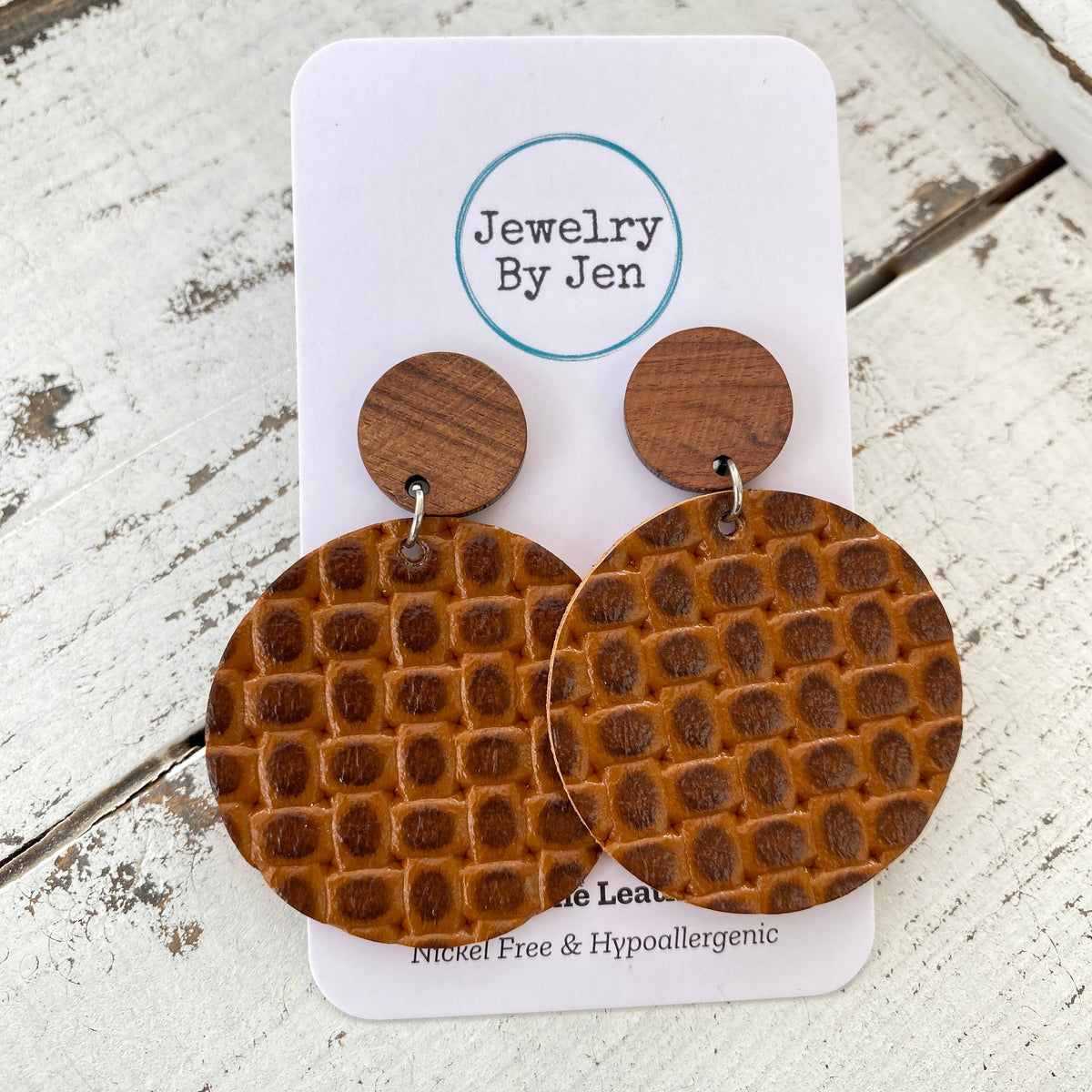 Harvest Chestnut Wood Stud Earrings