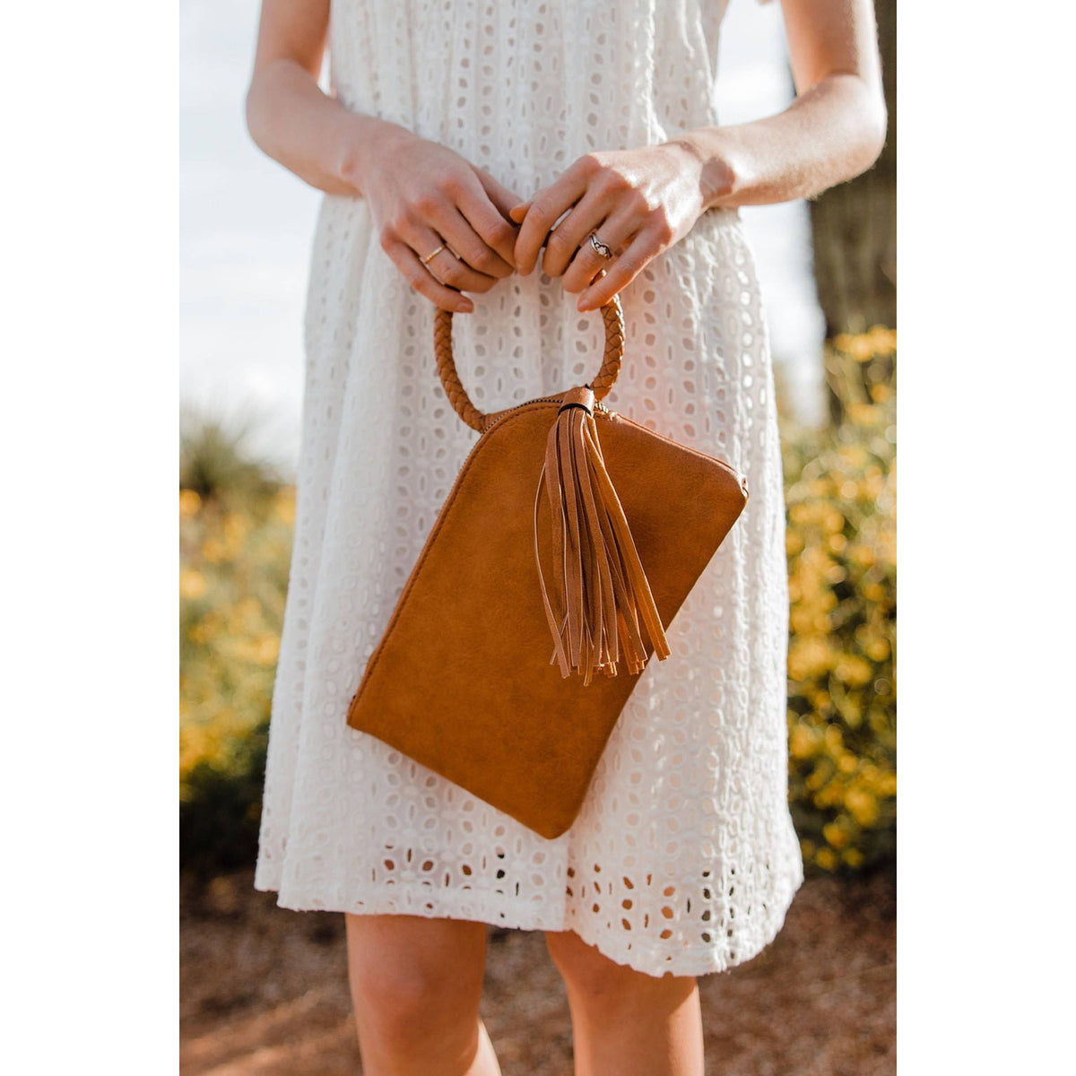 Leather Fringe Wristlet Clutch