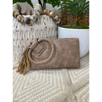 Leather Fringe Wristlet Clutch