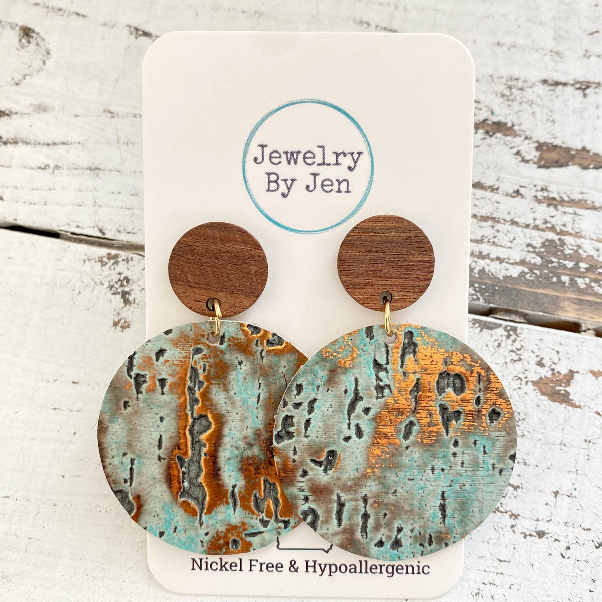 Turquoise Wildwood Wood Stud Earrings
