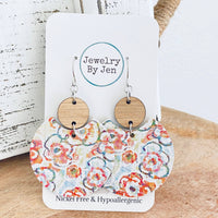 Sketched Floral Dangle Earrings
