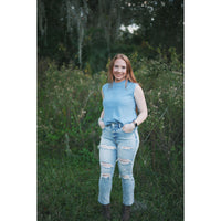 Misty Blue Sleeveless Sweater