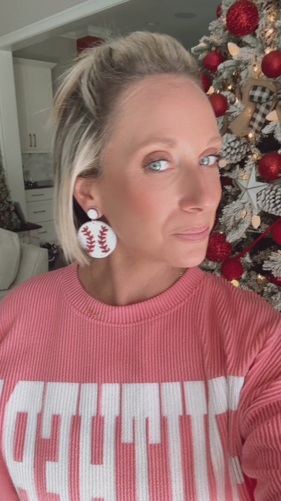 Baseball Beaded Earrings