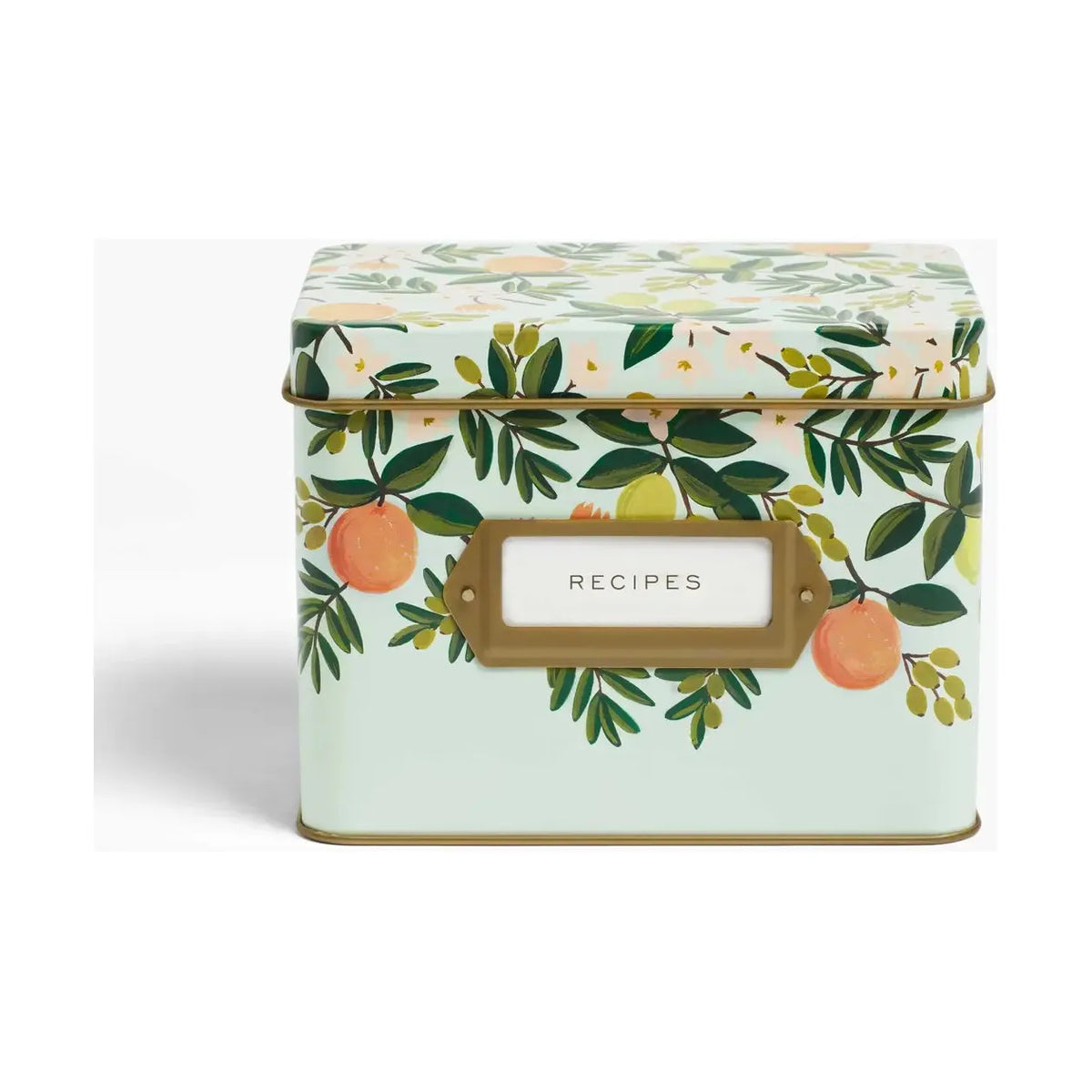 Citrus Floral Tin Recipe Box